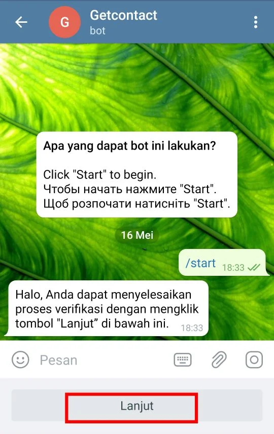 Bot Get Contact di Telegram
