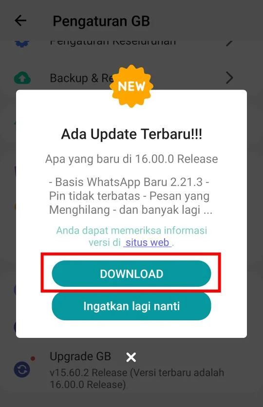 Cara Memperbarui GB Whatsapp