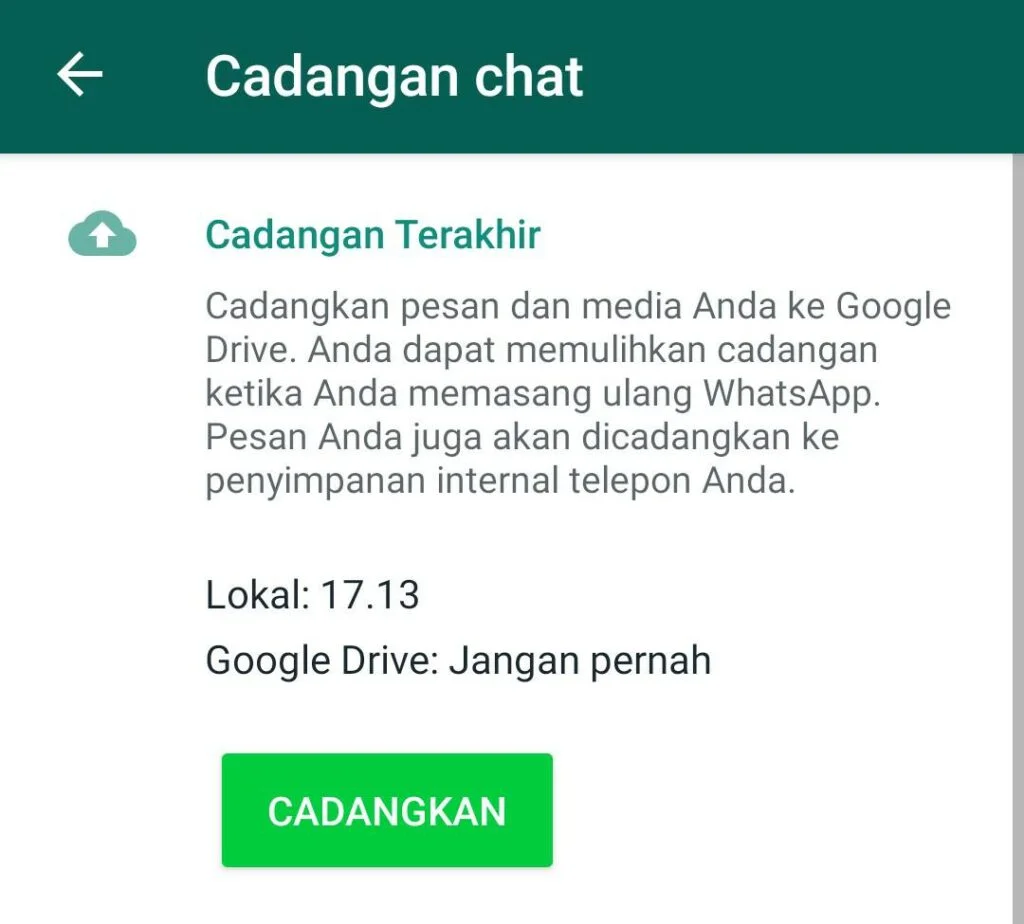 Cara Backup Data Whatsapp Via Goole Drive