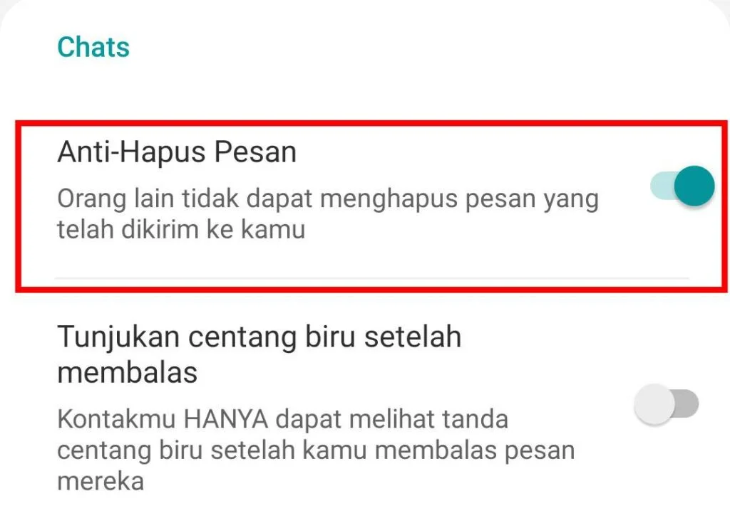 Melihat Pesan Yang Dihapus