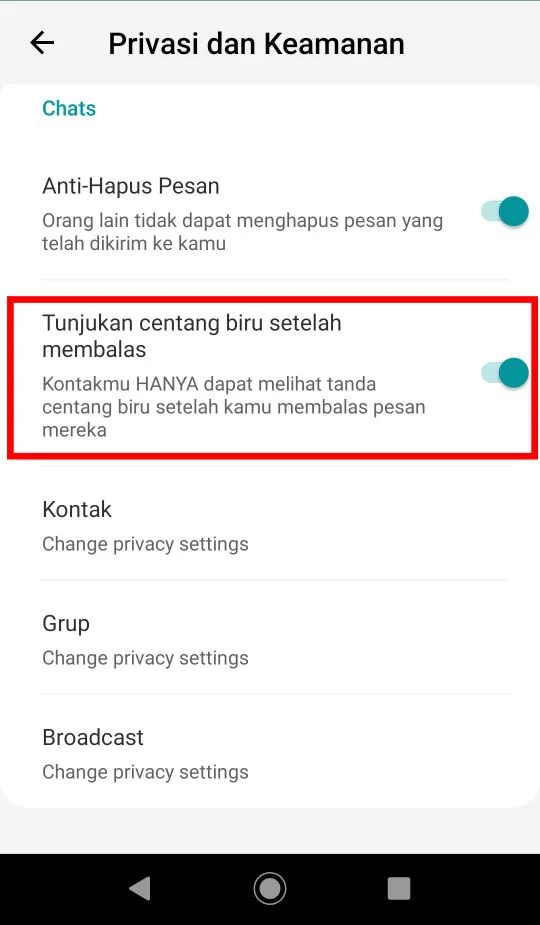 Cara Menghilangkan Centang Biru di WhatsApp
