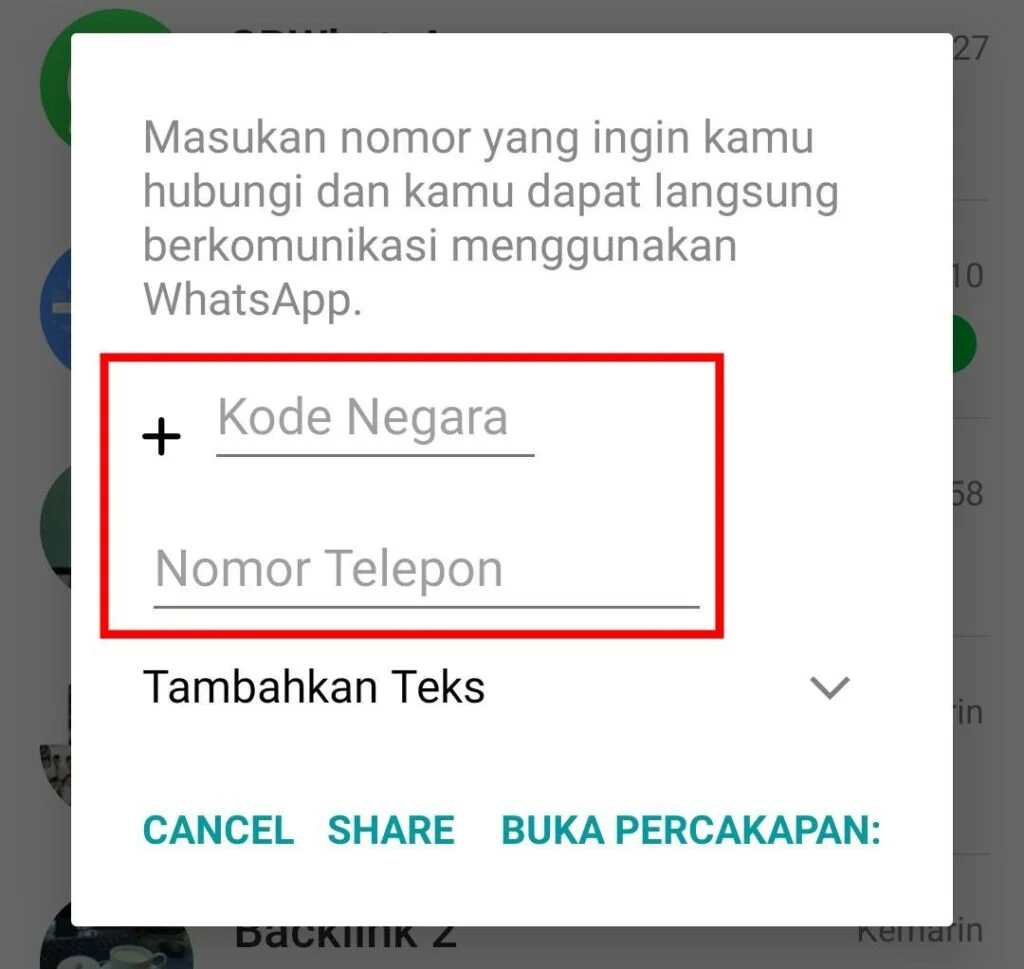 Cara Mengirim Pesan WhatsApp Tanpa Menyimpan Nomor