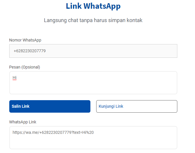 Cara Membuat Link Whatsapp Dengan Generator Online