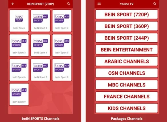 Fitur Yacine TV Apk