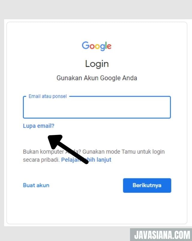 cara mencari email yang lupa