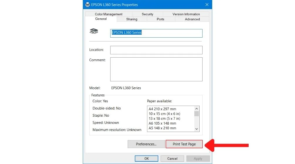 Cara Test Printer