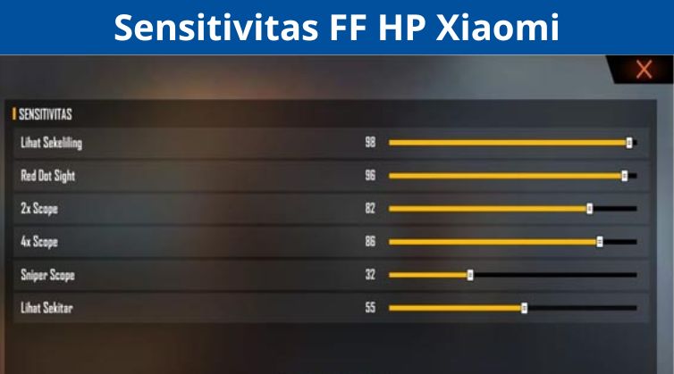 Sensitivitas FF HP Xiaomi